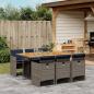 Preview: ARDEBO.de - 7-teiliges Garten-Ess-Set mit Kissen, grau, Polyrattan