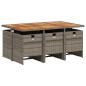 Preview: 7-teiliges Garten-Ess-Set mit Kissen, grau, Polyrattan