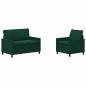 Preview: Sofa Set 2 stk. Dunkelgrün Samt