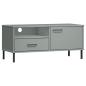 Preview: TV-Schrank OSLO mit Metallbeinen Grau Massivholz Kiefer