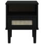 Preview: Nachttisch SENJA Rattan-Look Schwarz 40x35x48 Massivholz Kiefer