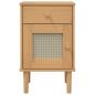 Preview: Nachttisch SENJA Rattan-Look Braun 40x35x65cm Massivholz Kiefer