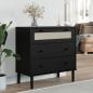 Preview: ARDEBO.de - Schubladenkommode SENJA Rattan-Look Schwarz 80x40x80 Kieferholz