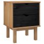 Preview: Nachttisch OTTA Schwarz 45 x 39 x 57 cm Massives Kiefernholz