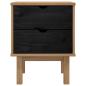 Preview: Nachttisch OTTA Schwarz 45 x 39 x 57 cm Massives Kiefernholz