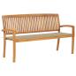 Preview: ARDEBO.de - Stapelbare Gartenbank mit Auflage 159 cm Massivholz Teak