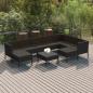 Preview: ARDEBO.de - 10-tlg. Garten-Lounge-Set mit Auflagen Poly Rattan Schwarz