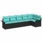 Preview: Gartensofa-set mit Kissen 6 pcs Schwarz Poly-Rattan