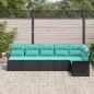 Preview: Gartensofa-set mit Kissen 6 pcs Schwarz Poly-Rattan