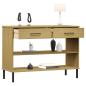 Preview: Konsolenschrank OSLO mit Metallbeinen Braun Massivholz Kiefer