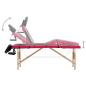 Preview: Massageliege Klappbar 4-Zonen mit Holzgestell Schwarz und Rosa