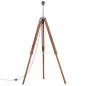 Preview: Stativlampe Honigbraun und Grau Teak Massivholz 141 cm