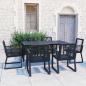 Preview: ARDEBO.de - 7-tlg. Garten-Essgruppe PVC Rattan Schwarz