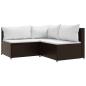 Preview: 3-tlg. Garten-Lounge-Set mit Kissen Braun Poly Rattan