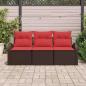 Preview: Garten-Sofa-Set 3 stk. Braun und Rot Poly Rattan