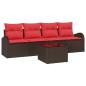 Preview: Gartensofa-set 5 stk. 4-Sitzanzahl Beige und Rot Poly-Rattan