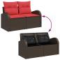 Preview: Sofa Set mit Kissen 5 pcs Braun und Rot Poly-Rattan