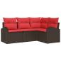 Preview: Gartensofa-set 4 stk. Braun und Rot Poly-Rattan