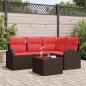 Preview: ARDEBO.de - Gartensofa-set 5 stk. Braun und Rot Poly-Rattan
