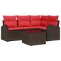 Preview: Gartensofa-set 5 stk. Braun und Rot Poly-Rattan