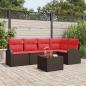 Preview: ARDEBO.de - Gartensofa-set 6 stk. Braun und Rot Poly-Rattan