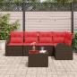 Preview: Gartensofa-set 6 stk. Braun und Rot Poly-Rattan