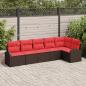 Preview: ARDEBO.de - Gartensofa-set 6 stk. Braun und Rot Poly-Rattan