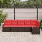 Preview: Gartensofa-set 6 stk. Braun und Rot Poly-Rattan