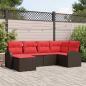 Preview: ARDEBO.de - Sofa Set 6 stk. Braun und Rot Poly-Rattan
