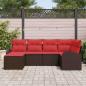 Preview: Sofa Set 6 stk. Braun und Rot Poly-Rattan