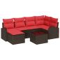 Preview: Sofa Set 7 stk. Braun und Rot Poly-Rattan