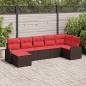 Preview: ARDEBO.de - Sofa Set 7 stk. Braun und Rot Poly-Rattan