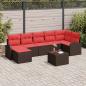 Preview: ARDEBO.de - Sofa Set 8 stk. Braun und Rot Poly-Rattan