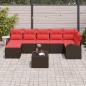 Preview: Sofa Set 8 stk. Braun und Rot Poly-Rattan
