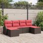Preview: ARDEBO.de - Sofa Set 6 stk. Braun und Rot Poly-Rattan