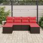 Preview: Sofa Set 6 stk. Braun und Rot Poly-Rattan
