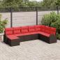 Preview: ARDEBO.de - Sofa Set 8 stk. Braun und Rot Poly-Rattan