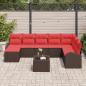 Preview: Sofa Set mit Kissen 9 pcs Braun und Rot Poly-Rattan
