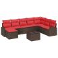 Preview: Sofa Set mit Kissen 9 pcs Braun und Rot Poly-Rattan