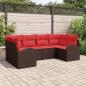 Preview: ARDEBO.de - Gartensofa-set 6 stk. Braun und Rot Poly-Rattan