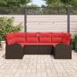 Preview: Gartensofa-set 6 stk. Braun und Rot Poly-Rattan