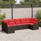Preview: ARDEBO.de - Gartensofa-set 7 stk. Braun und Rot Poly-Rattan