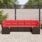 Preview: Gartensofa-set 7 stk. Braun und Rot Poly-Rattan