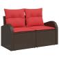 Preview: Gartensofa-set 7 stk. Braun und Rot Poly-Rattan