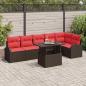 Preview: ARDEBO.de - Gartensofa-set mit Kissen mit Speicher 7 pcs Braun Poly Rattan