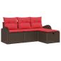 Preview: Gartensofa-set 4 stk. Braun Poly-Rattan