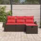 Preview: Gartensofa-set 4 stk. Braun Poly-Rattan