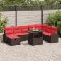 Preview: ARDEBO.de - Garten-Sofa-Set mit Kissen mit Speicher 9 pcs Braun Poly Rattan