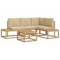 Preview: Outdoor-Sofagarnitur 4 Stück Weiß und Beige Polyester