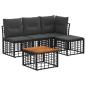 Preview: Outdoor-Sofagarnitur 5 stk. Schwarz und Dunkelgrau Polyester